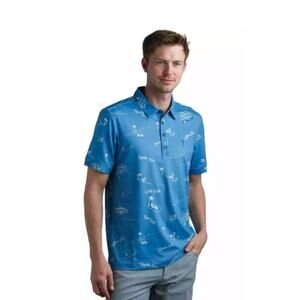 William Murray XXL Golf Polo Shirt Retired All Over Pattern Jamaican Drink Rare